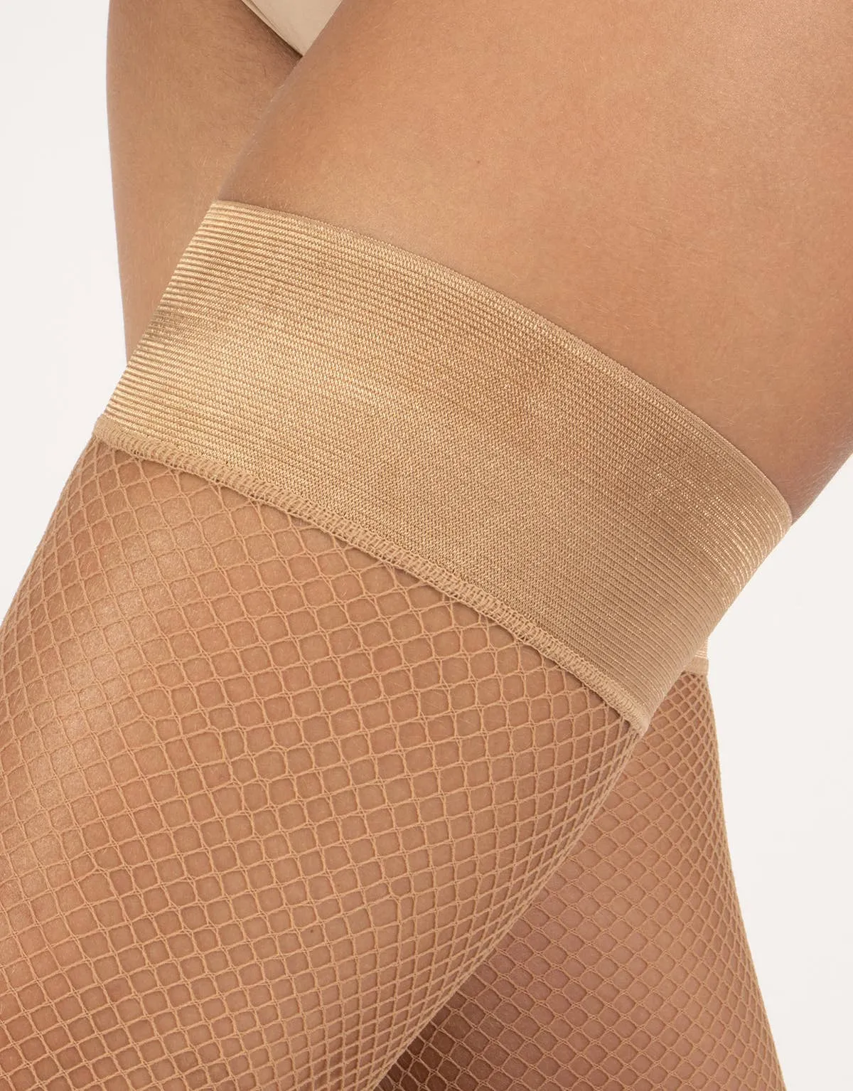 Cette Fishnet Stay Up Thigh High Stockings in Natural