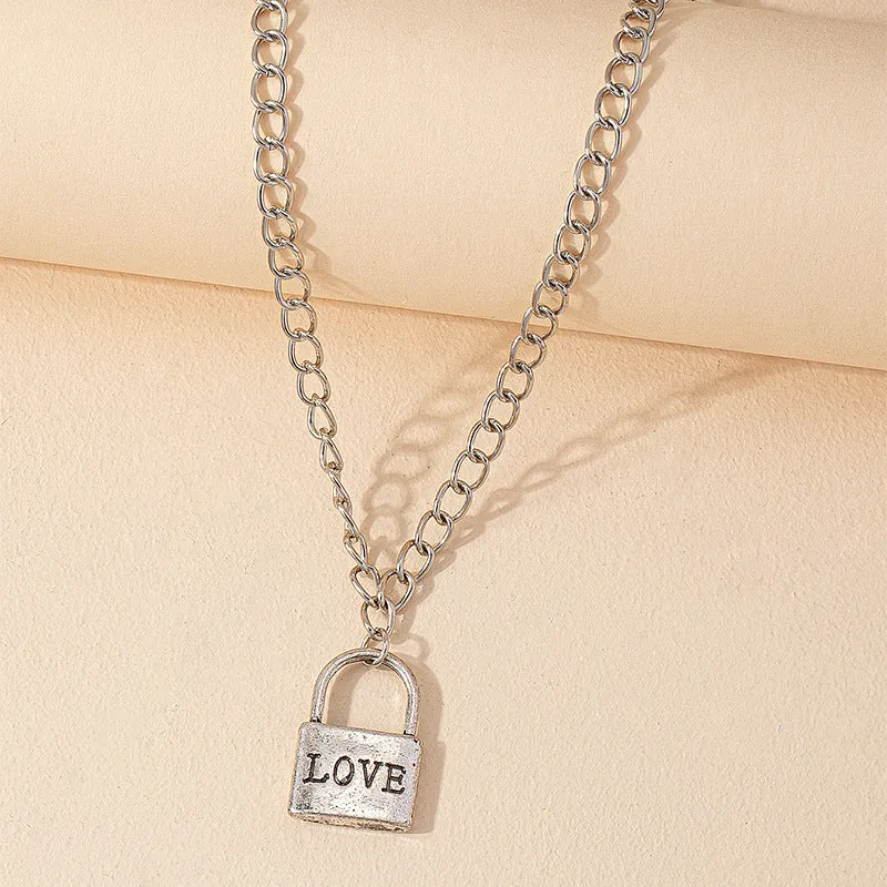 Chic Lock Necklaces with Personalized Love Pendants