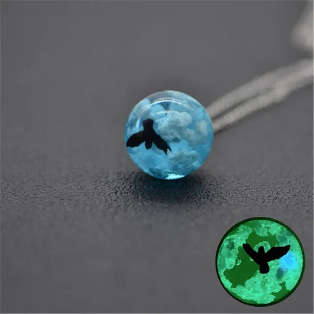 Chic Transparent Resin Rould Ball Moon Pendant Necklace