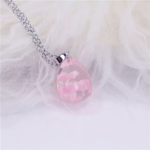 Chic Transparent Resin Rould Ball Moon Pendant Necklace