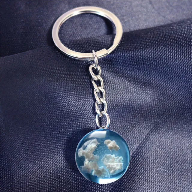 Chic Transparent Resin Rould Ball Moon Pendant Necklace