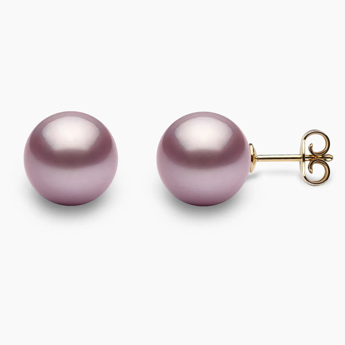 Classic 18K Gold Large Pink Freshwater Pearl Stud Earrings