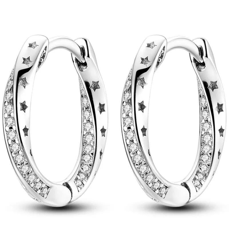 Classic  Earrings 925 Sterling Silver Colorful CZ Hoop Earrings for Women Birthday Party Wedding Engagemen Gift Jewelry