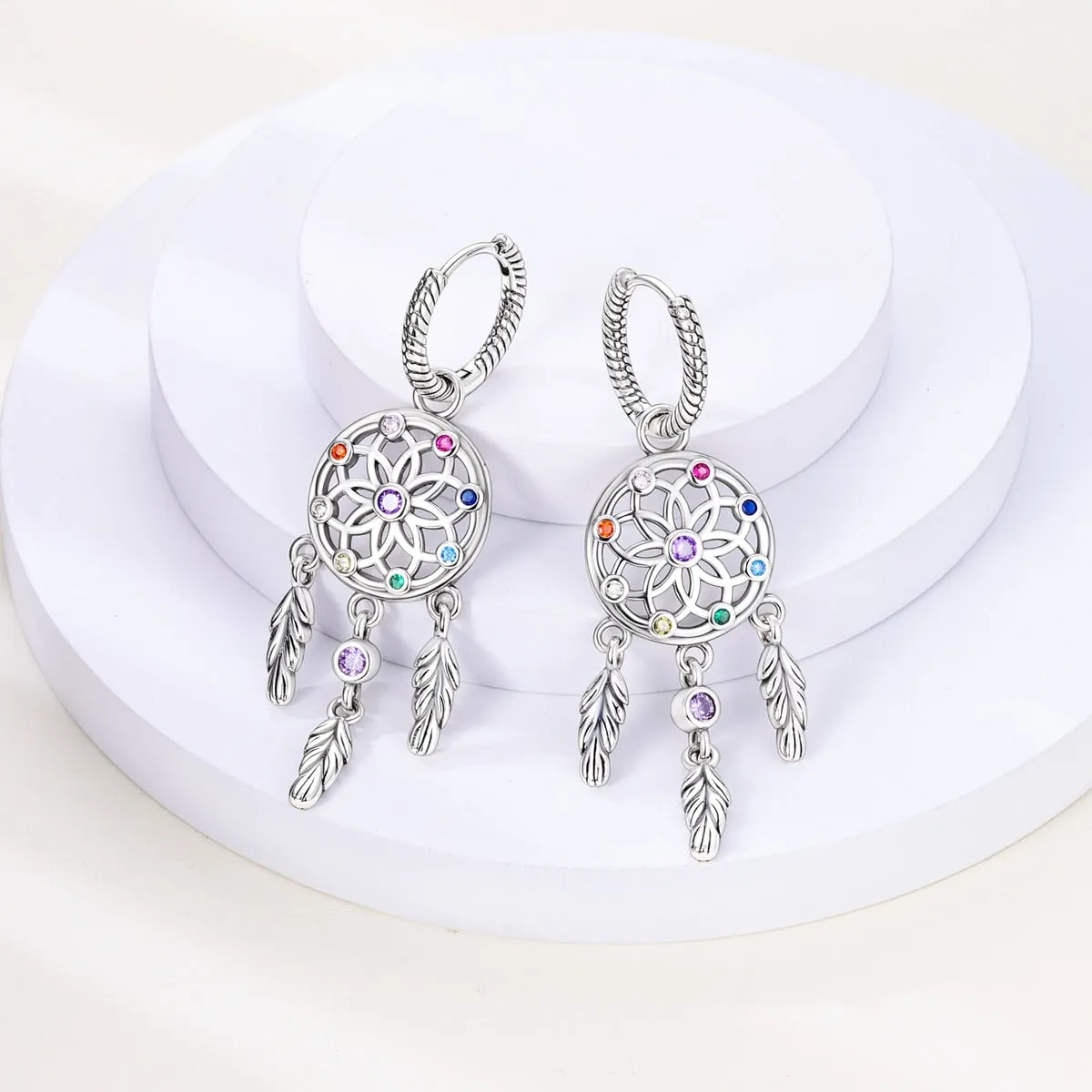 Classic  Earrings 925 Sterling Silver Colorful CZ Hoop Earrings for Women Birthday Party Wedding Engagemen Gift Jewelry