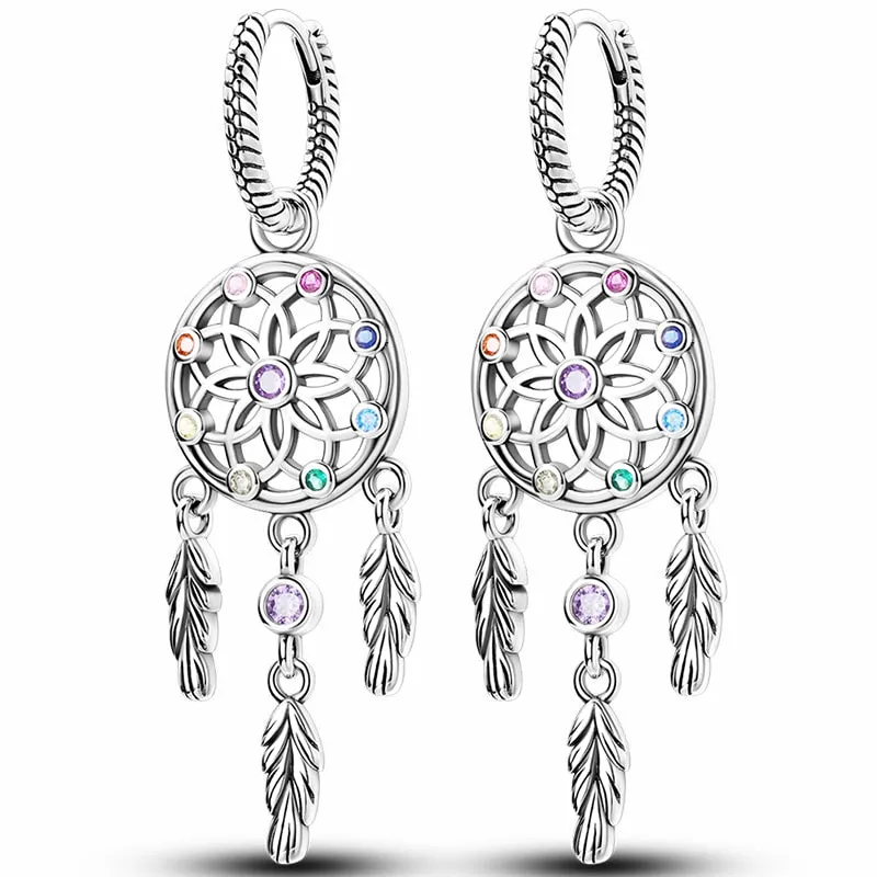 Classic  Earrings 925 Sterling Silver Colorful CZ Hoop Earrings for Women Birthday Party Wedding Engagemen Gift Jewelry