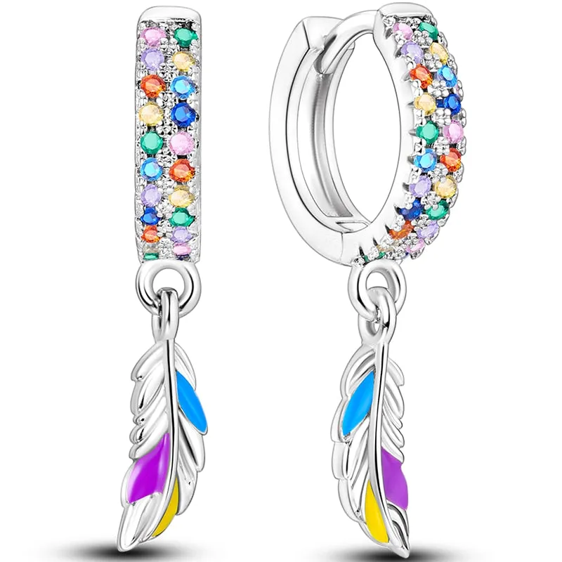 Classic  Earrings 925 Sterling Silver Colorful CZ Hoop Earrings for Women Birthday Party Wedding Engagemen Gift Jewelry