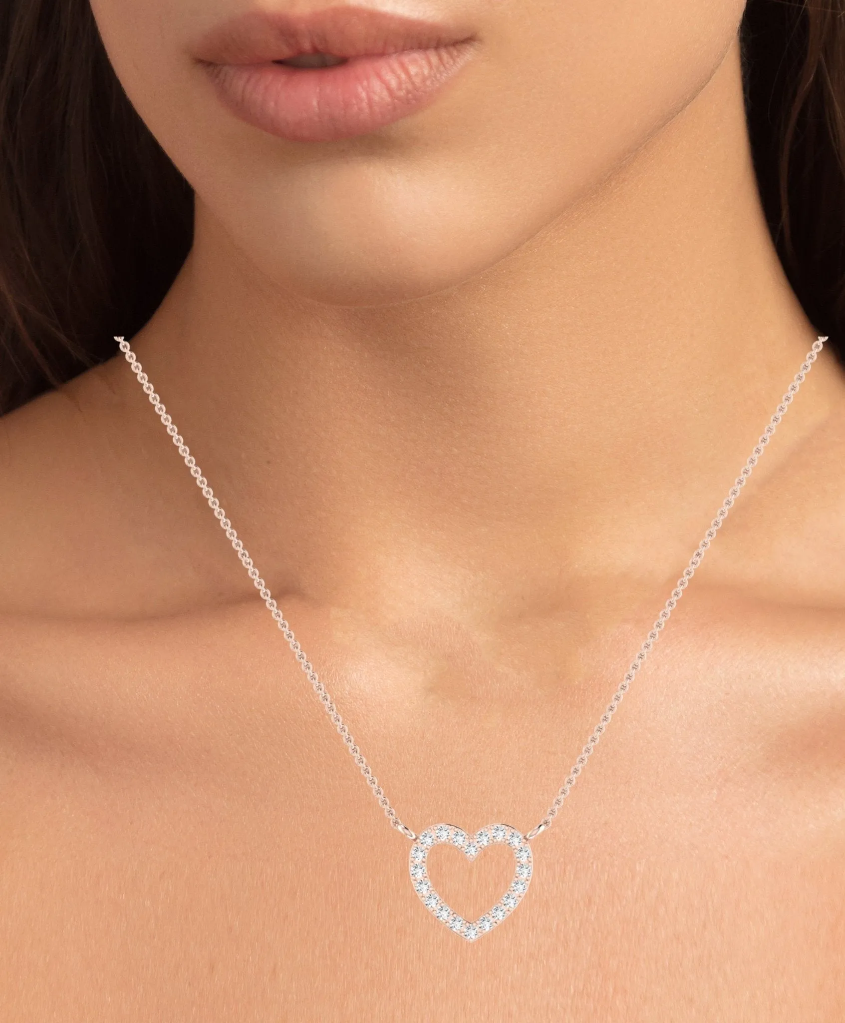 Clementine Heart Shaped Diamond Accented Necklace