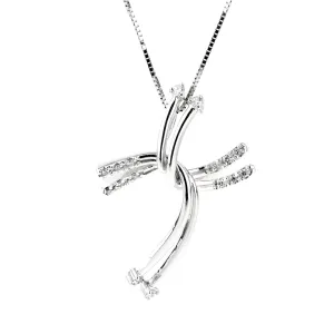 Comete Gioelli Diamond Cross White Gold Necklace