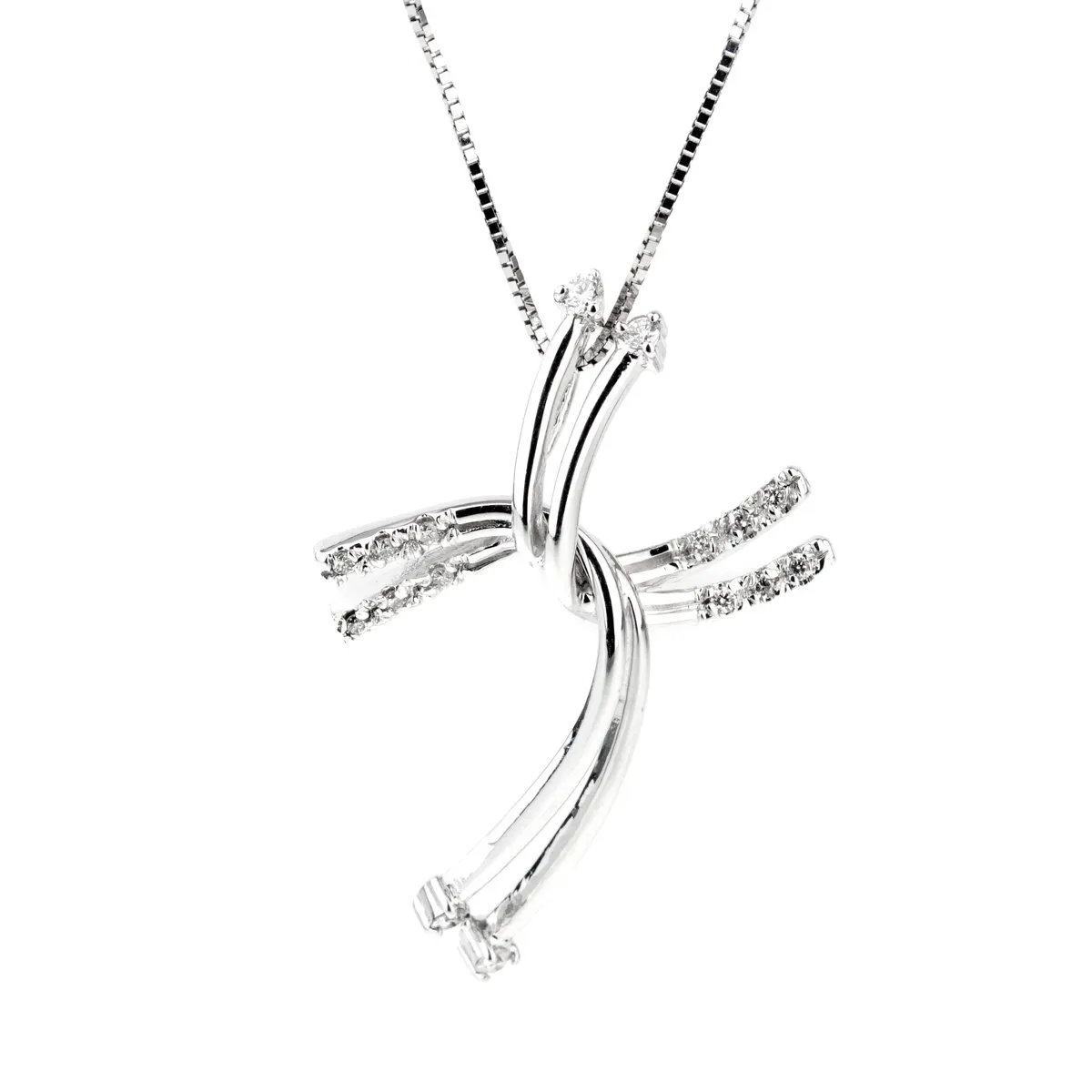 Comete Gioelli Diamond Cross White Gold Necklace