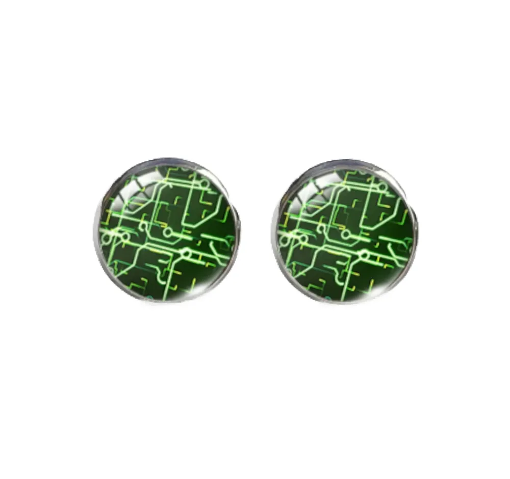 Computer Circuit Board Stud Earring