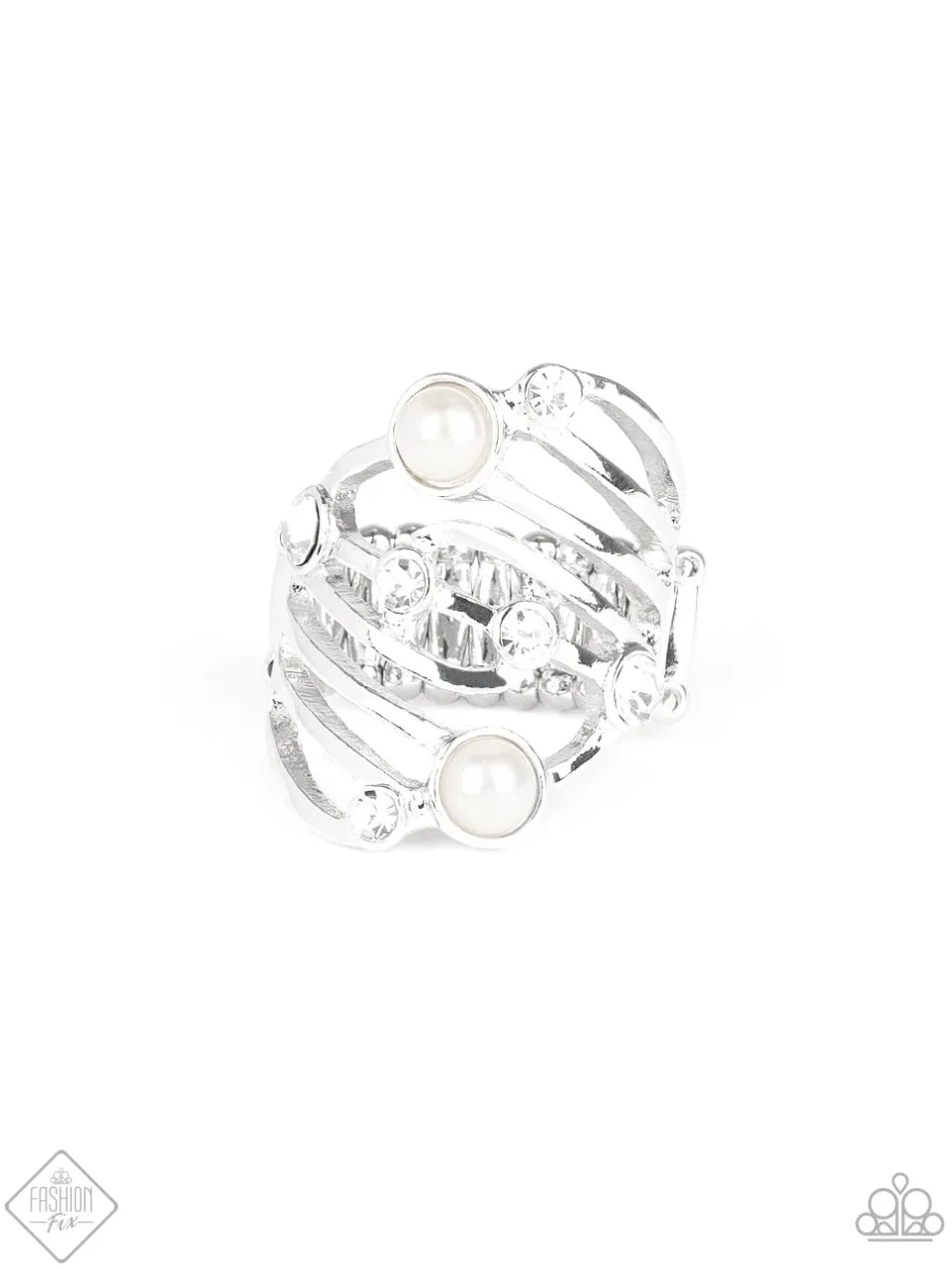 Dancing Diamonds white ring - Paparazzi Accessories