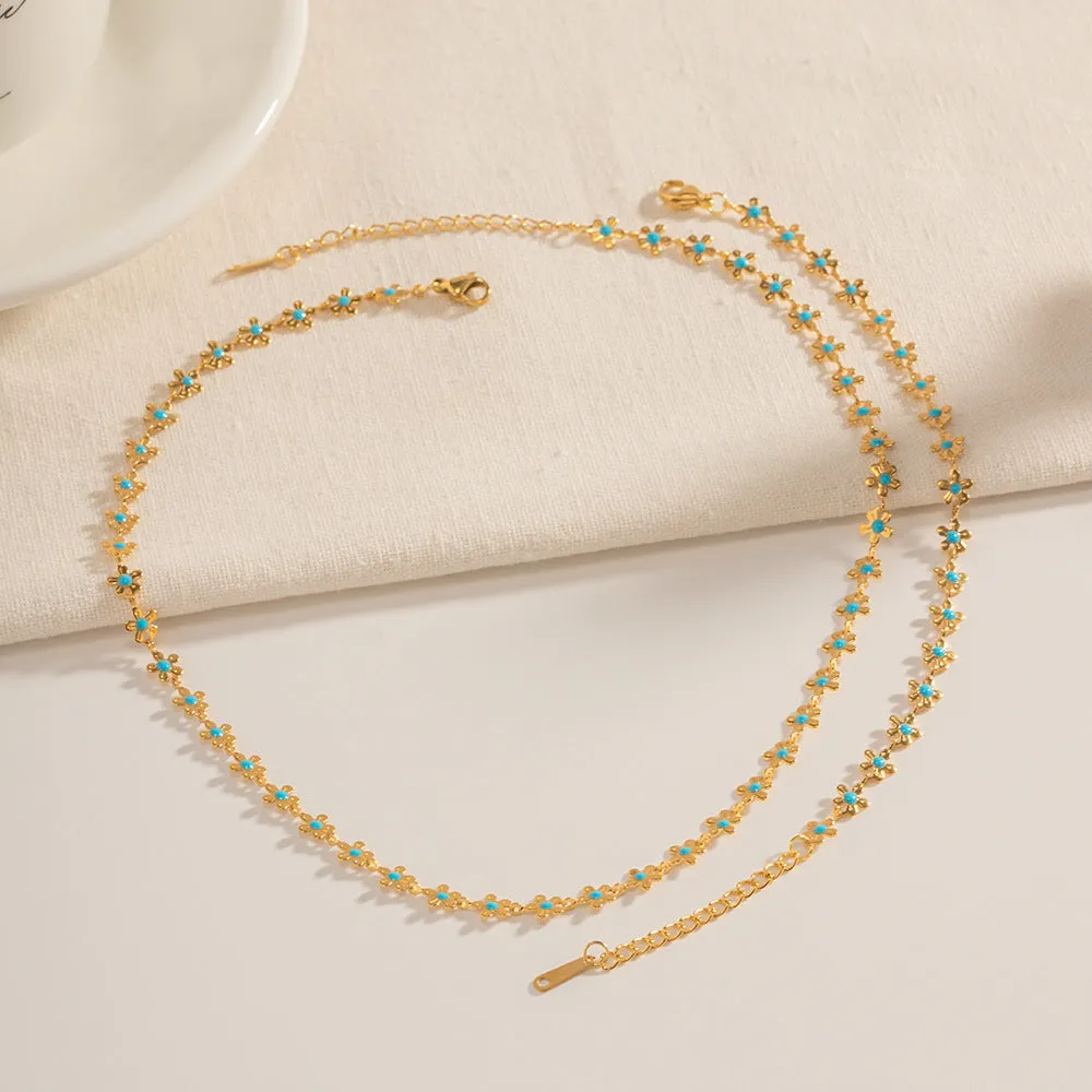 Elegant Gold-Plated Turquoise Jewelry | Floral Necklaces & Bracelets