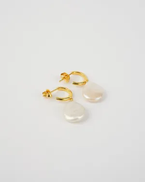 Elegant Open Back Flat Pearl Earrings – Timeless Freshwater Baroque Design