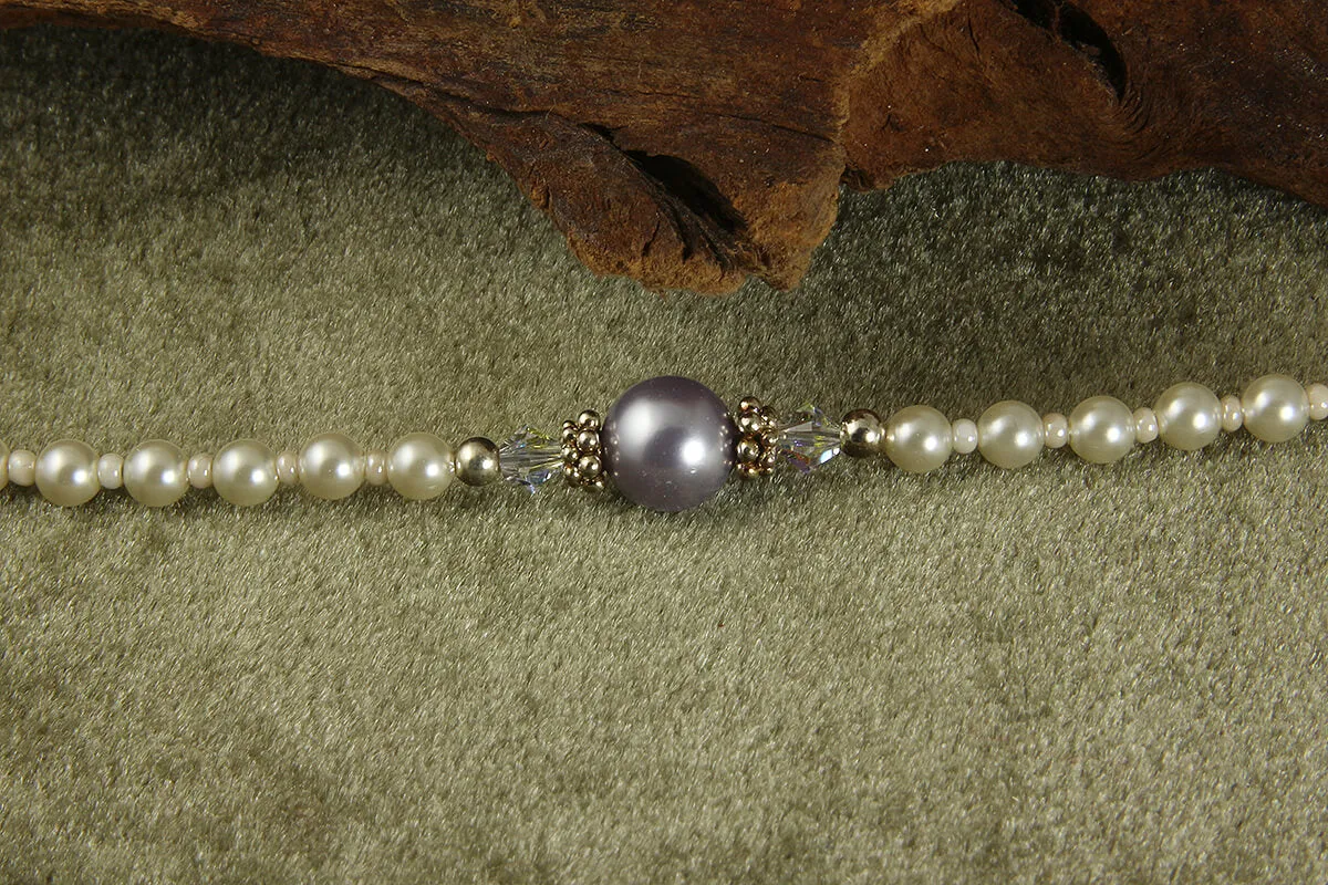 Elegant Purple Pearl Beaded Anklet