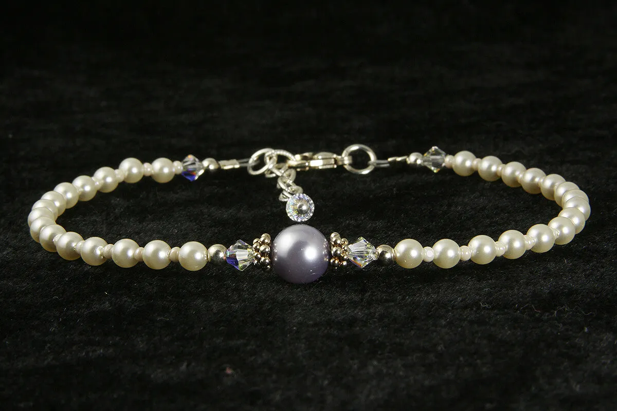 Elegant Purple Pearl Beaded Anklet