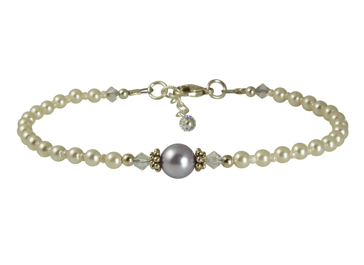 Elegant Purple Pearl Beaded Anklet