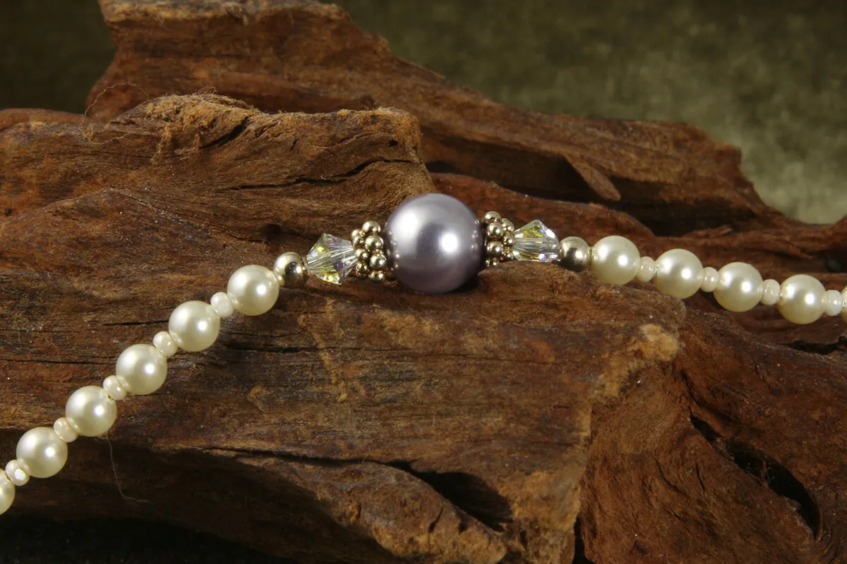 Elegant Purple Pearl Beaded Anklet