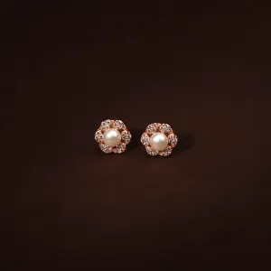 Elegant White CZ With Studded Pearl Earring For Women