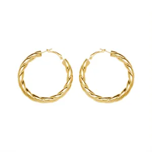 French Chic Button Hollow Earrings in Titanium Steel with 18k Gold Plating