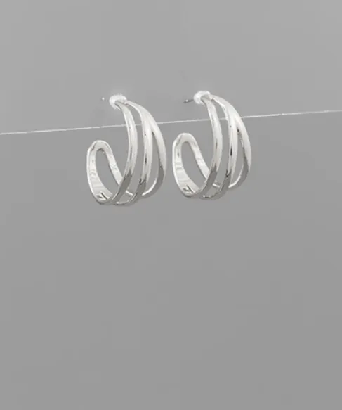 Funky Silver Huggie Hoops