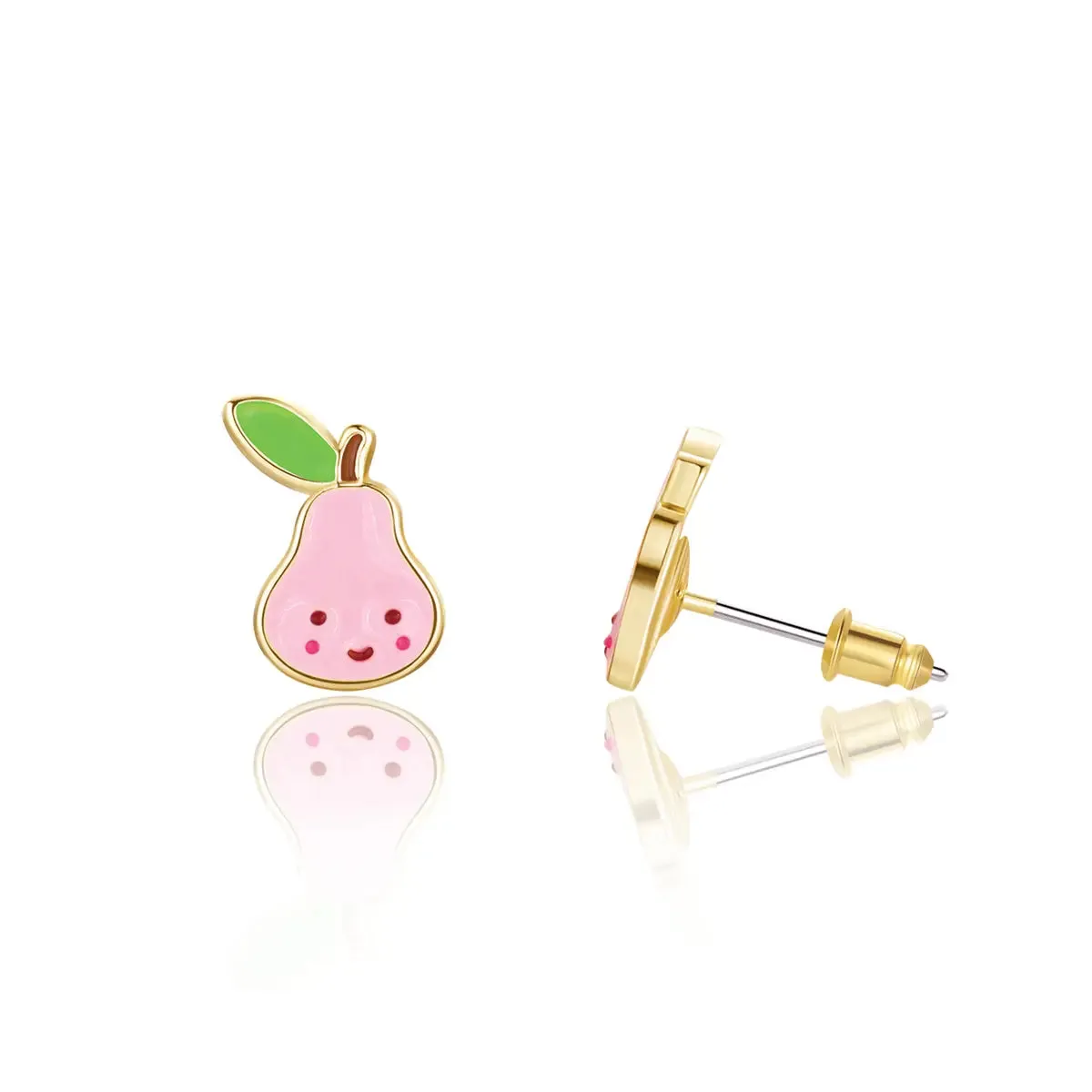 Girl Nation Pink Pear Cutie Stud Earrings