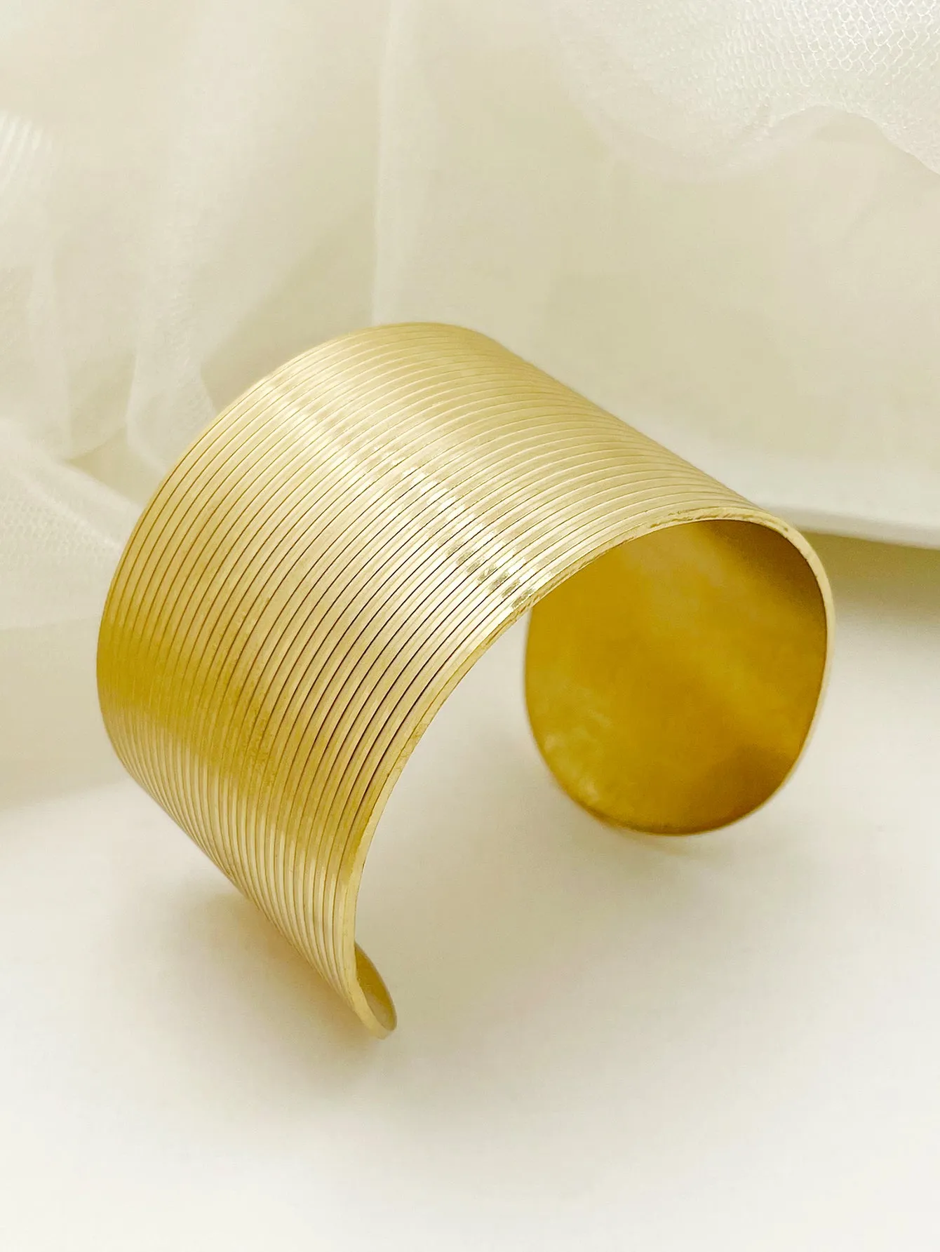 Glam Stripe Stainless Steel Polishing Cuff Bracelets