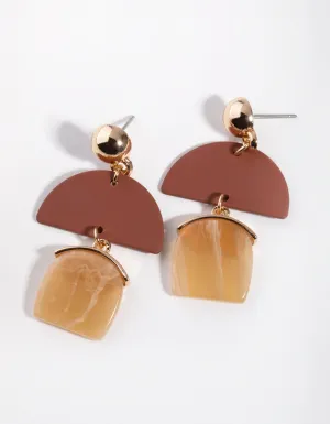 Gold Coated Shape Drop Earrings