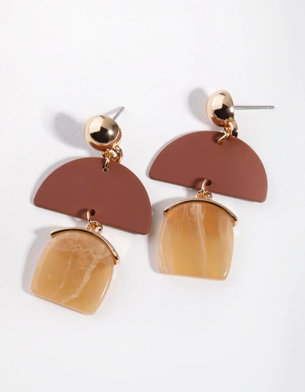 Gold Coated Shape Drop Earrings