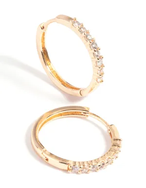 Gold Cubic Zirconia Huggie Hoop Earrings