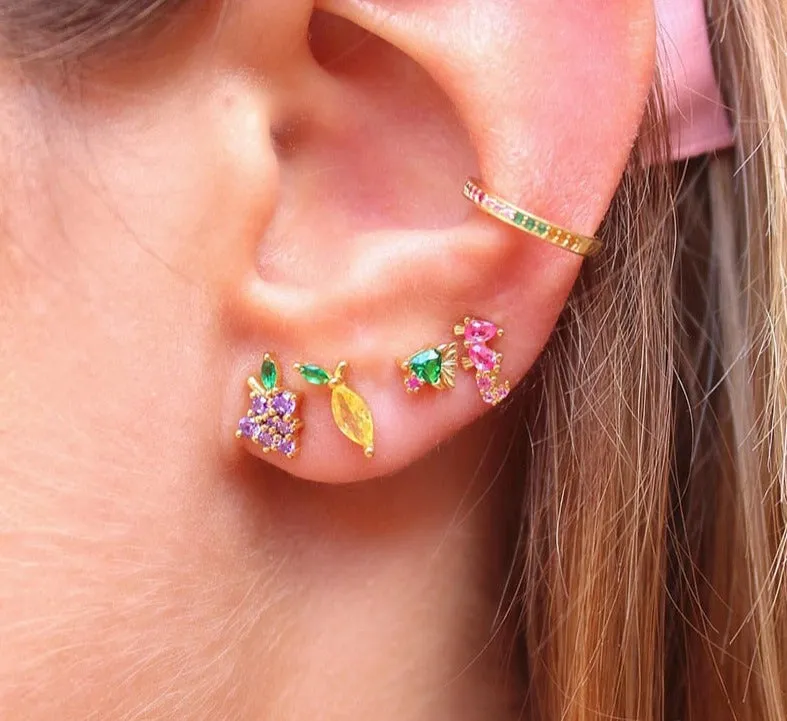 Gold Filled Stud Earrings Set For Women Ear Cuffs Colorful Zircon Dangle Hoop Earrings Fashion Party Jewelry Wholesale