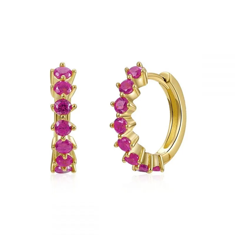 Gold Filled Stud Earrings Set For Women Ear Cuffs Colorful Zircon Dangle Hoop Earrings Fashion Party Jewelry Wholesale