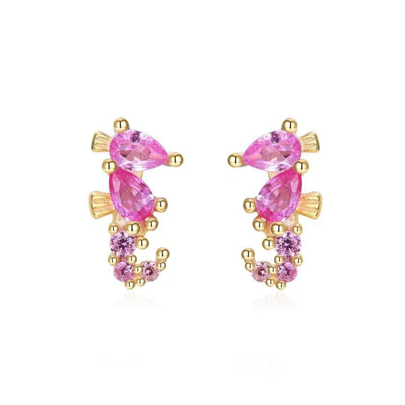 Gold Filled Stud Earrings Set For Women Ear Cuffs Colorful Zircon Dangle Hoop Earrings Fashion Party Jewelry Wholesale