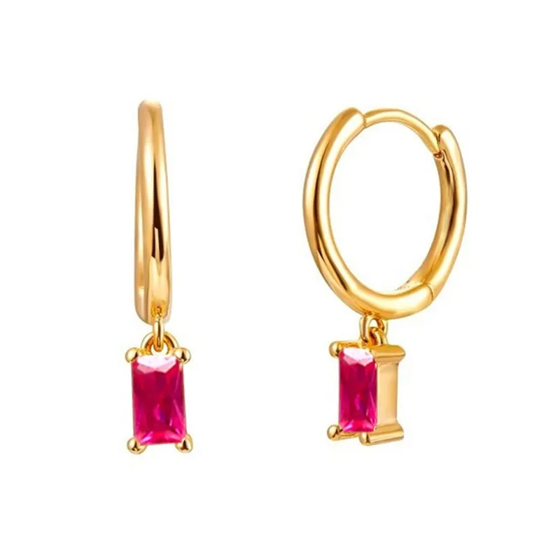 Gold Filled Stud Earrings Set For Women Ear Cuffs Colorful Zircon Dangle Hoop Earrings Fashion Party Jewelry Wholesale