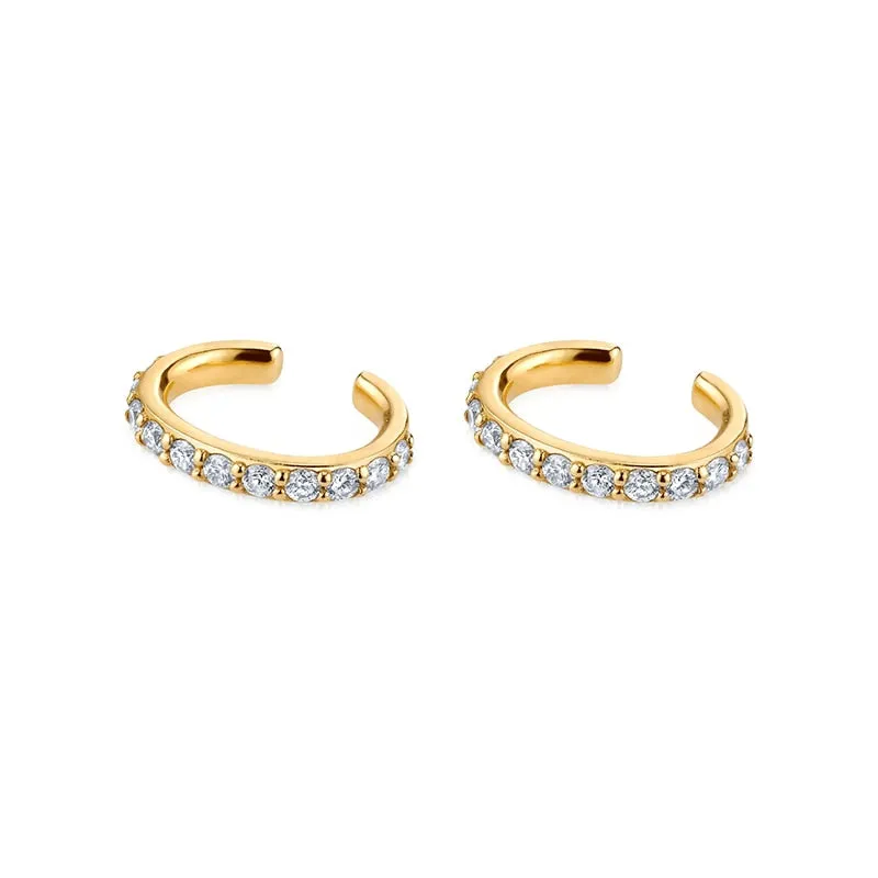 Gold Filled Stud Earrings Set For Women Ear Cuffs Colorful Zircon Dangle Hoop Earrings Fashion Party Jewelry Wholesale