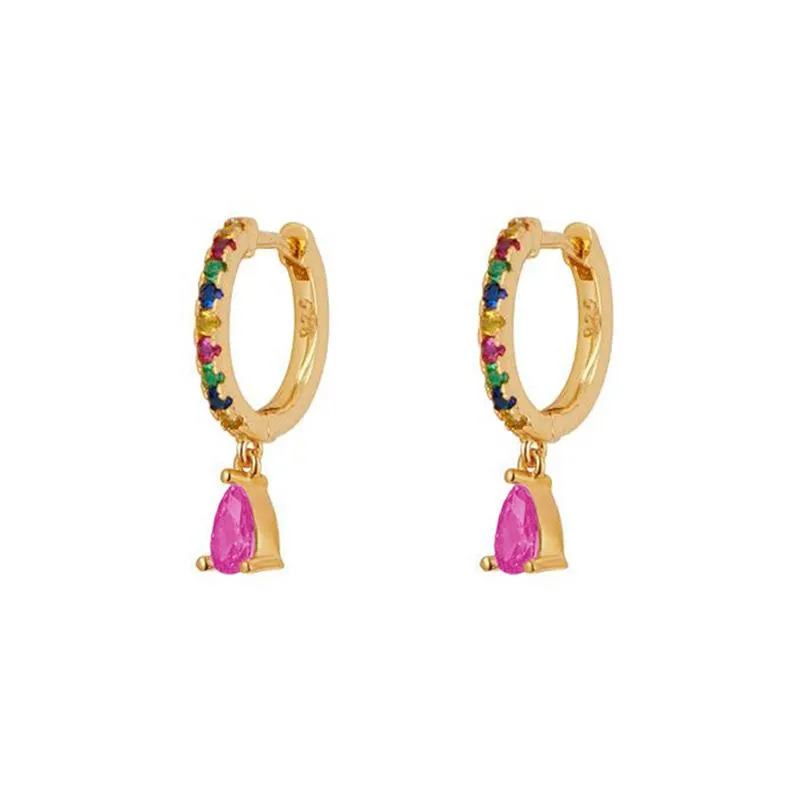 Gold Filled Stud Earrings Set For Women Ear Cuffs Colorful Zircon Dangle Hoop Earrings Fashion Party Jewelry Wholesale