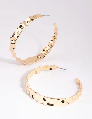 Gold Hammered Hoop Earrings