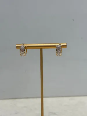 Gold Hoop with Clear Stone Earring