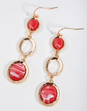 Gold Marbeled Stone Drop Earrings