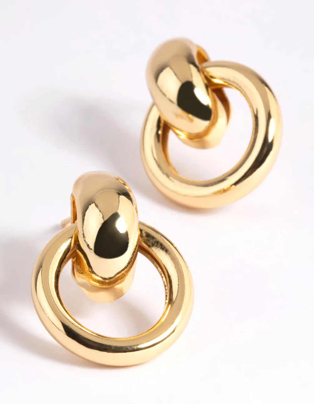 Gold Plated Door Knocker Drop Earrings