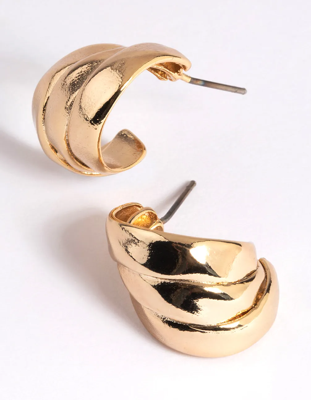 Gold Plated Etched Twisted Hoop Earrings