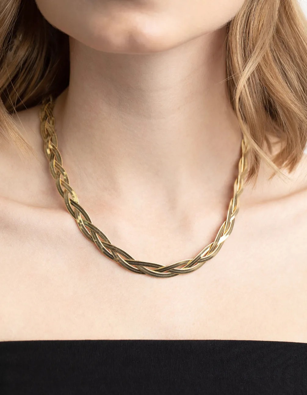 Gold Plated Flat Chain Necklace