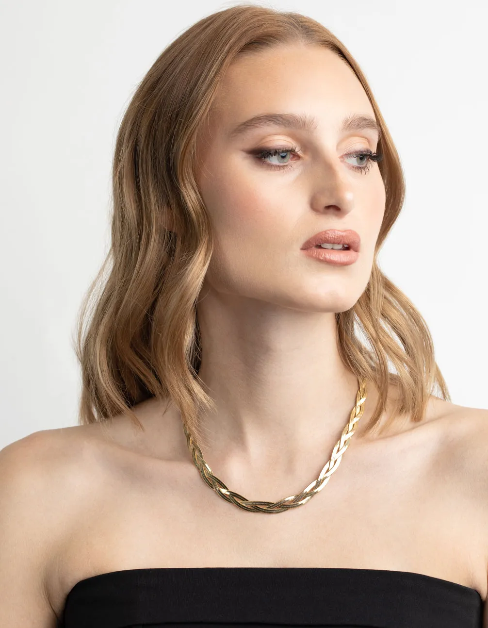 Gold Plated Flat Chain Necklace