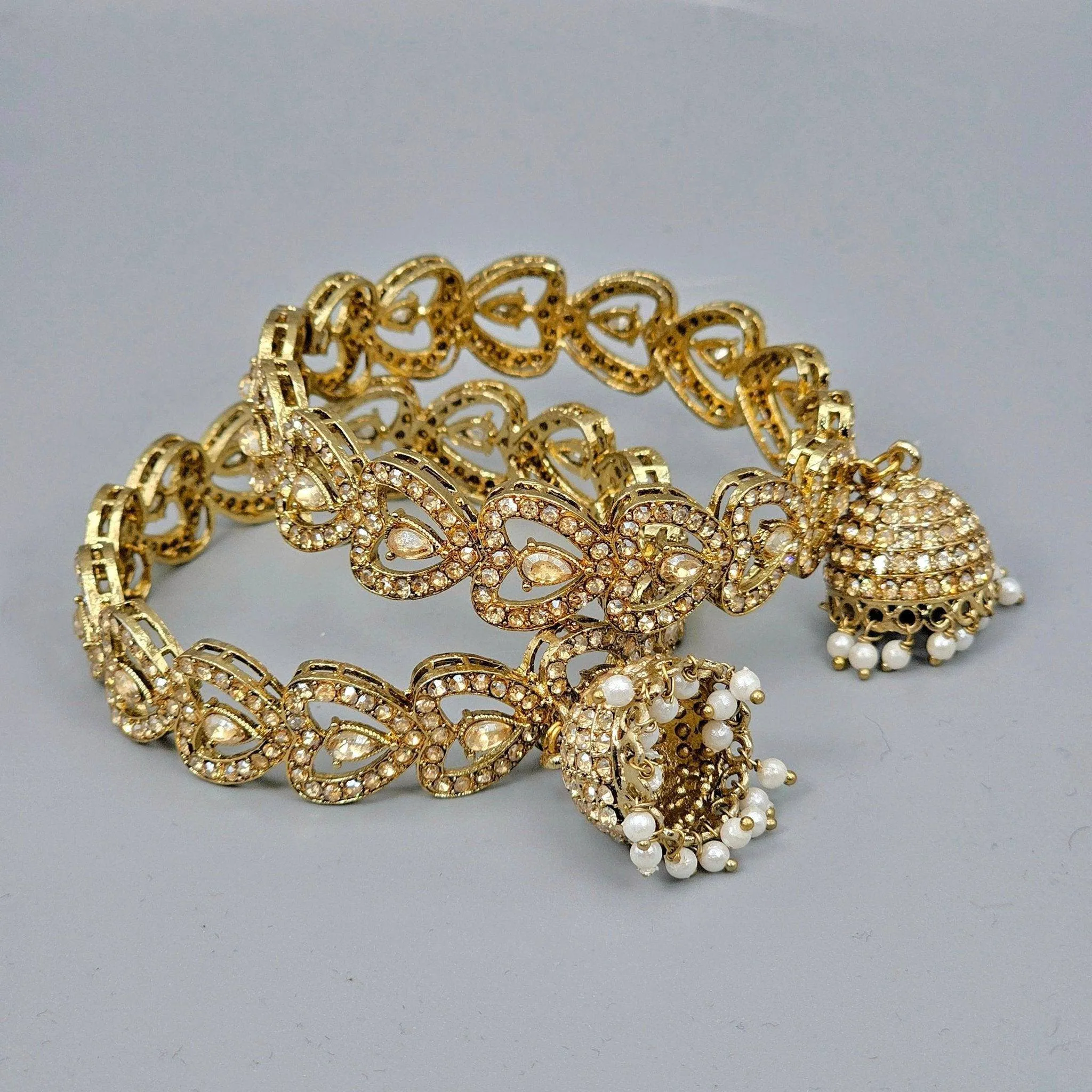 Gold Plated Polki Jhumka Bangles