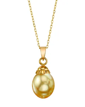 Golden South Sea Drop-Shape Pearl Solitaire Pendant