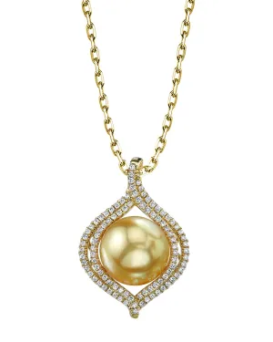 Golden South Sea Pearl & Diamond Reverence Pendant