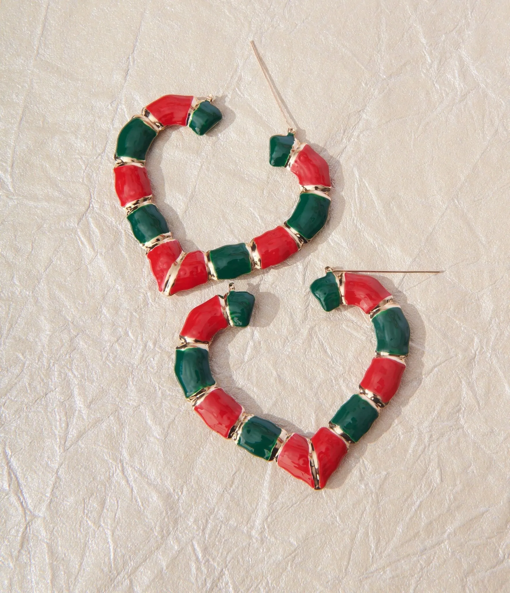 Green & Red Heart Hoop Earrings