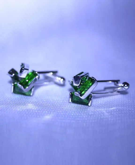 Green Crystal Cuff Links