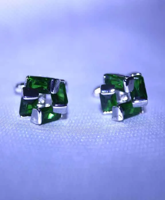 Green Crystal Cuff Links