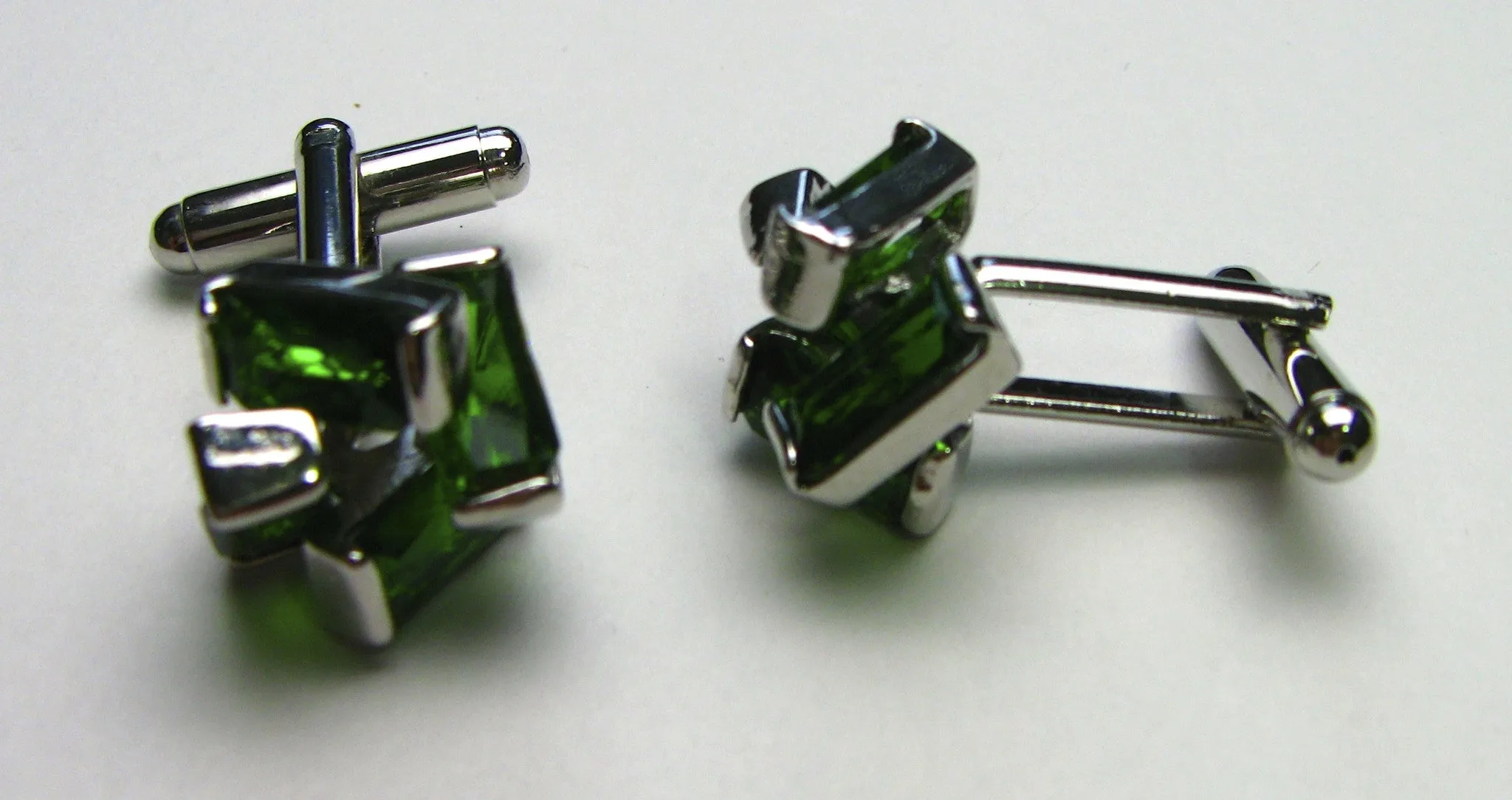 Green Crystal Cuff Links