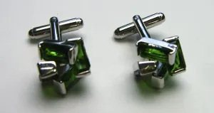 Green Crystal Cuff Links